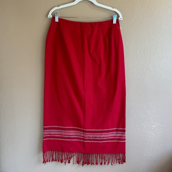 Vintage America Dresses & Skirts - Vintage 1990s Amazing Western Aztec Blanket Skirt Bohemian Midi Length K